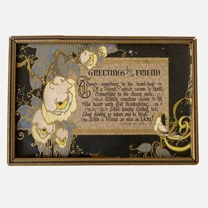 1930’s Vintage Motto Graph, Greetings to a Friend, Framed Poem by Fred E…